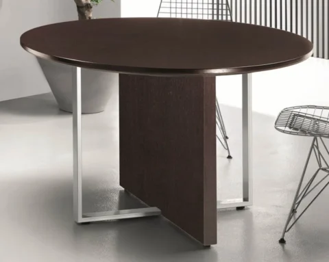 Round meeting table in dark oak wood to seat 4