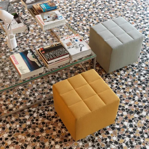 Luxury quality upholstered small square foot stool