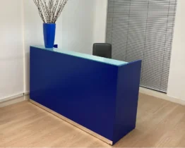 1800 mm wide dark blue reception desk for one receptionist
