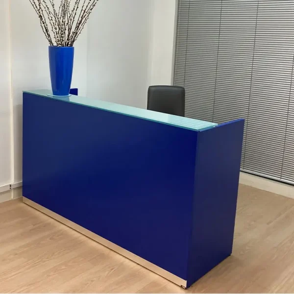 Small Blue reception desk with counter