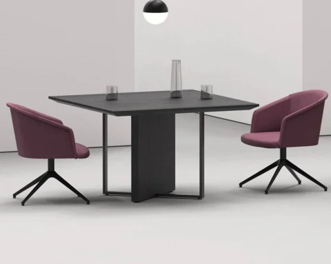 A stunning square meeting table in wood to seat 4 people