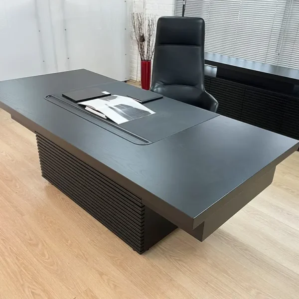 Luxury Taiko executive desk with a leather inlay and two shallow drawers