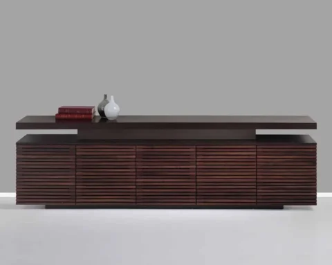 Executive sideboard with five doors in dark oak wood