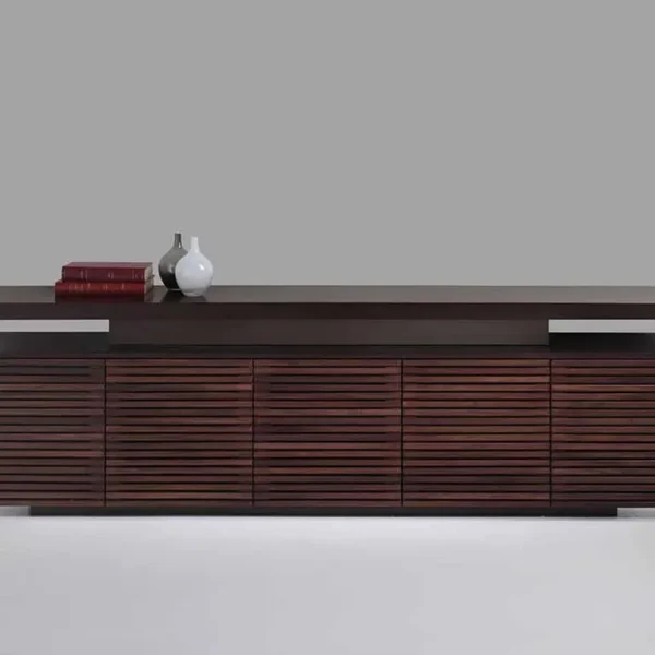 Executive sideboard with five doors in dark oak wood