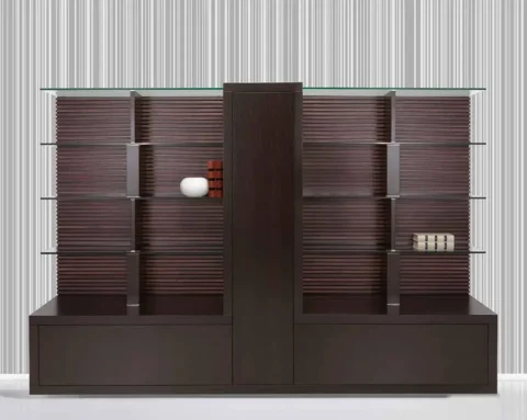 Tall executive bookcase in wood