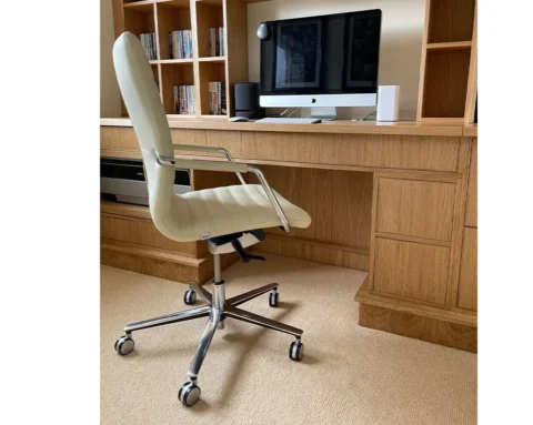 Luxury home office chair with arms in cream leather