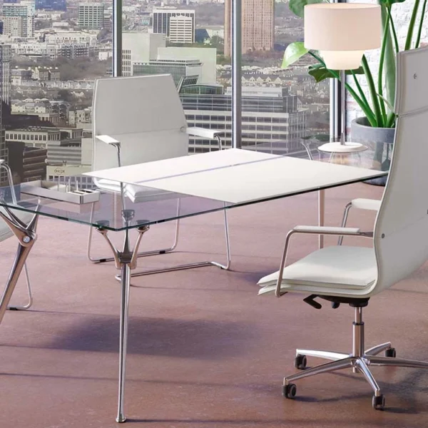 Clear Glass Executive Desk With Die cast Legs