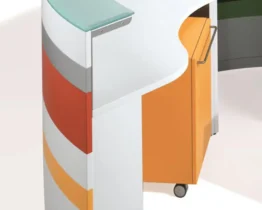 under desk small hinged door mobile cupboard in orange