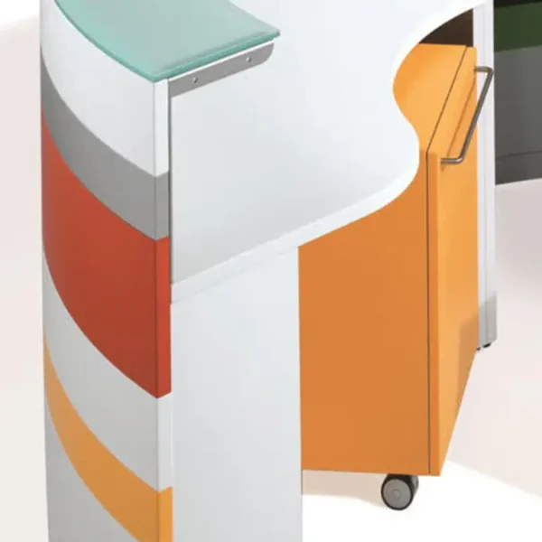 Under desk small hinged door cupboard in orange