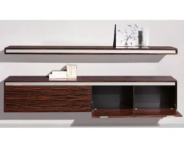 designer wall mounted storage and shelves in ebony