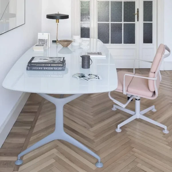 White Glass Oval table or desk
