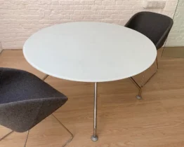 stylish round glass meeting table to seat 4 people