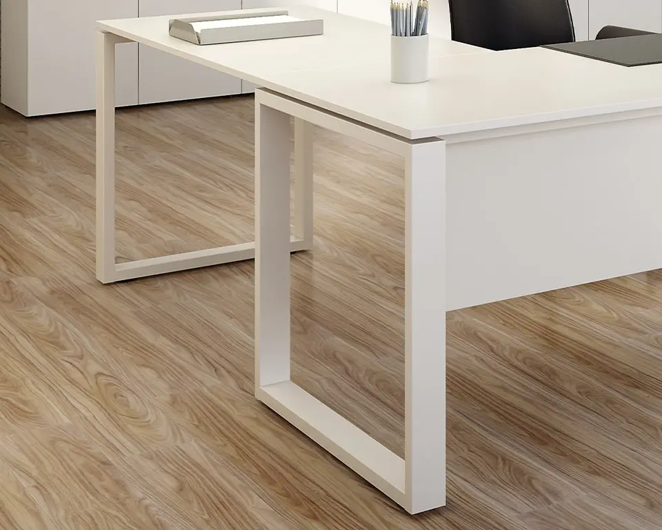 stylish l- shaped white laminate home office desk