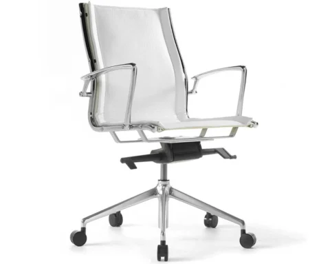 White leather designer chair with arms for your home office