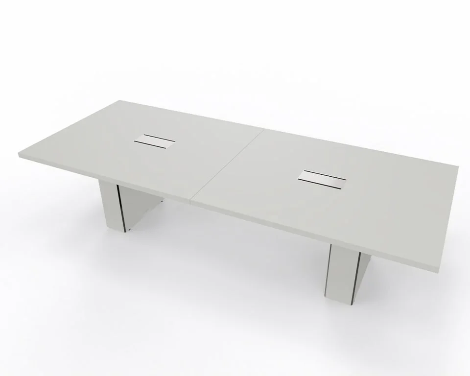 white lacquered boardroom table with cable management