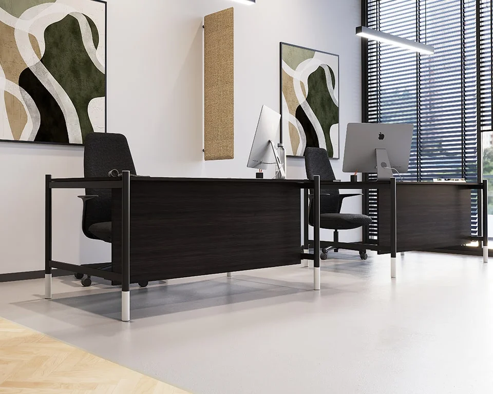 stylish dark wood option with black frame and white details