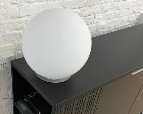 Dioscuri 35 medium 350 mm dia white globe light by artemide