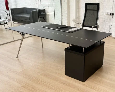 Modern black oak wood executive desk