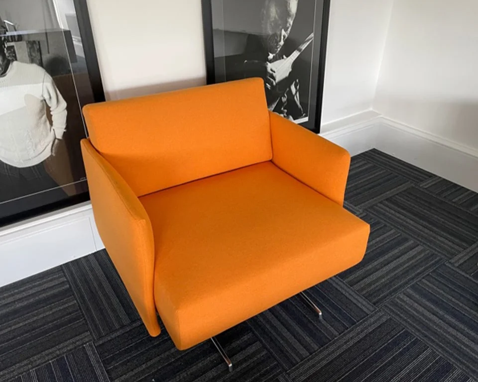 stunning hugo office arm chair in orange fabric