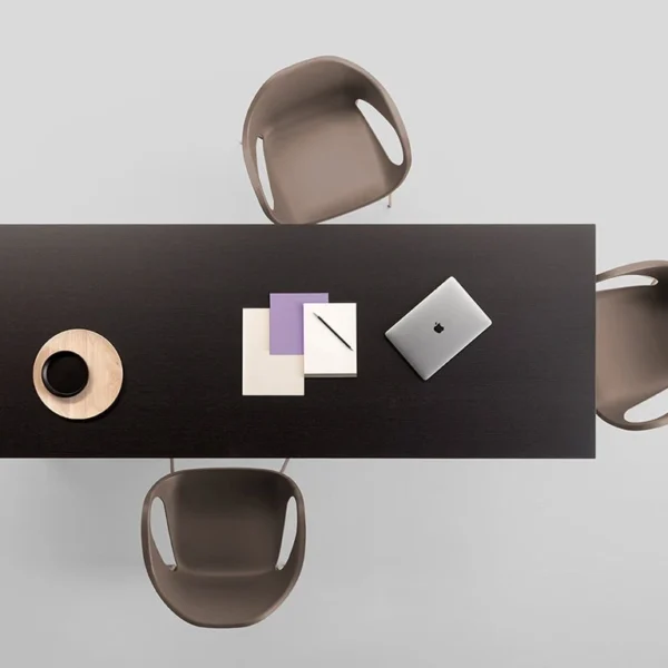 Stylish rectangular desks or conference tables with wood legs