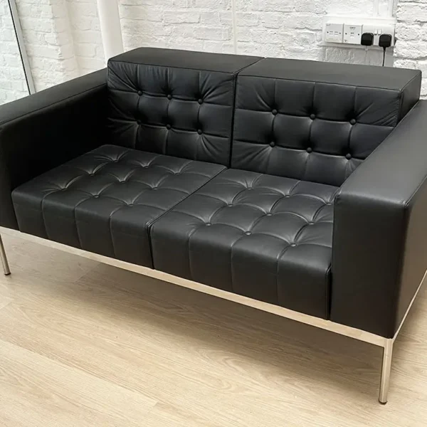 Black Leather Sofa For Executive Offices and reception seating Areas.