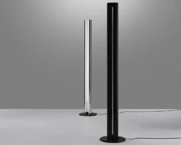 classic megaron floor standing uplighter in black or aluminium