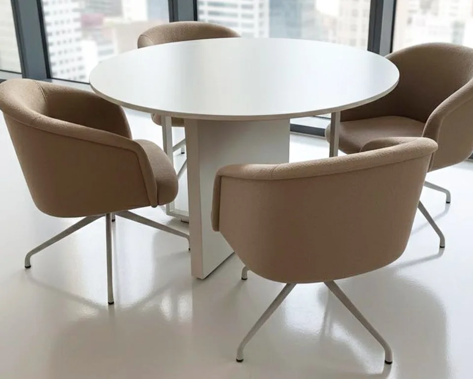 stylish white lacquered round executive meeting table