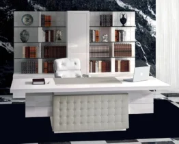 white gloss executive office desk with 4 drawers